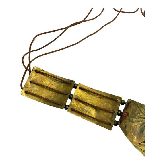 Statement Artisan  Hand Bade Brutalist Wide Panel Boho Metal Agate Belt Only - Picture 14 of 16